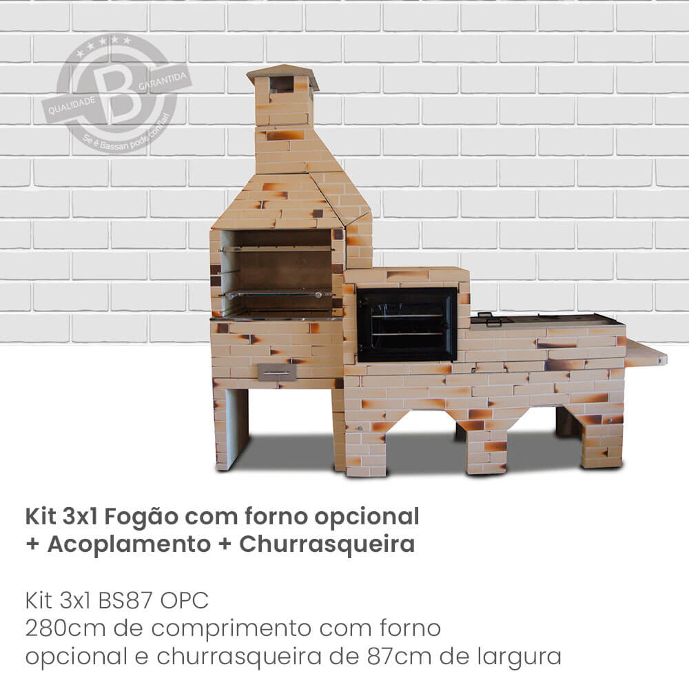Churrasqueira 3 em 1 Pré Moldada Revestida | Linha Bssan
