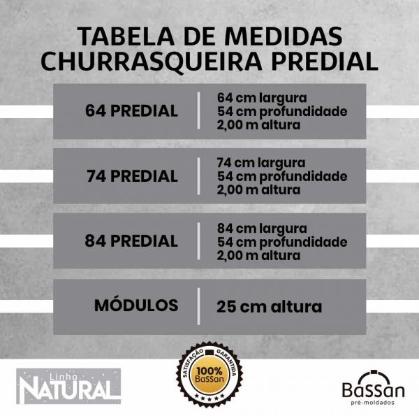 churrasqueira predial pré moldada bassan medidas