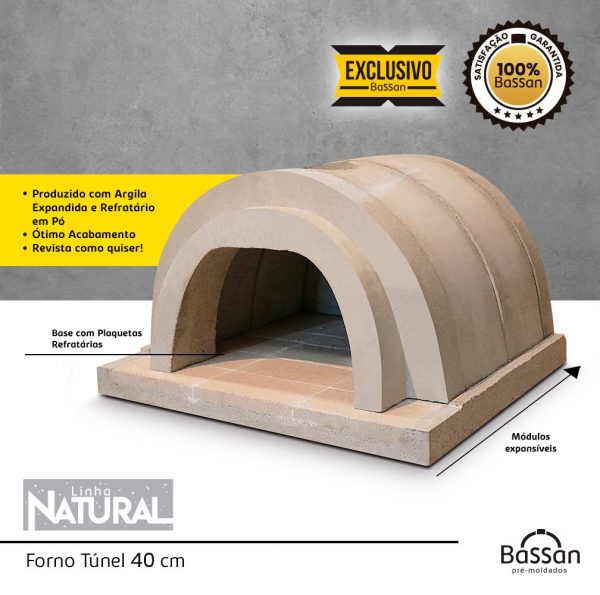 forno túnel pré-moldado a lenha para pizza bassan