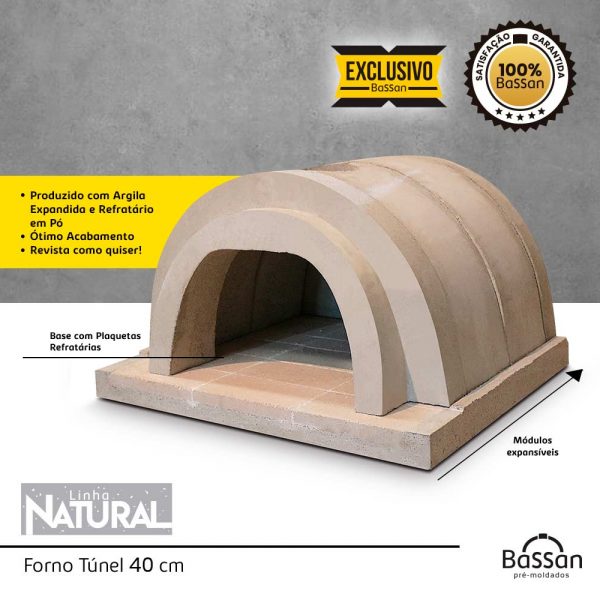 forno túnel pré-moldado a lenha para pizza bassan